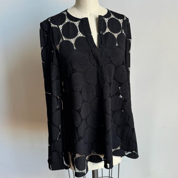 AKRIS PUNTO Black Lace Polka Dot Top - Picture 2 of 13